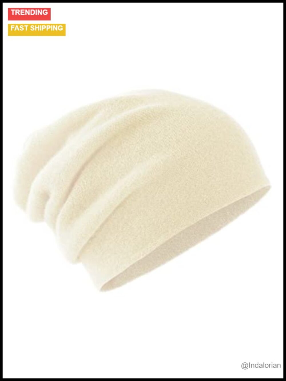 100% Cashmere Beanie Oversized Double-Layered Soft Knitted Ski Cap